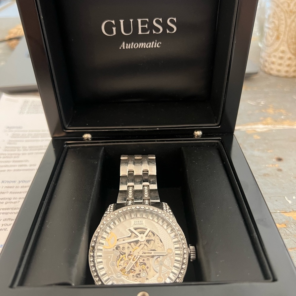Men’s GUESS Silver Crystal Watch